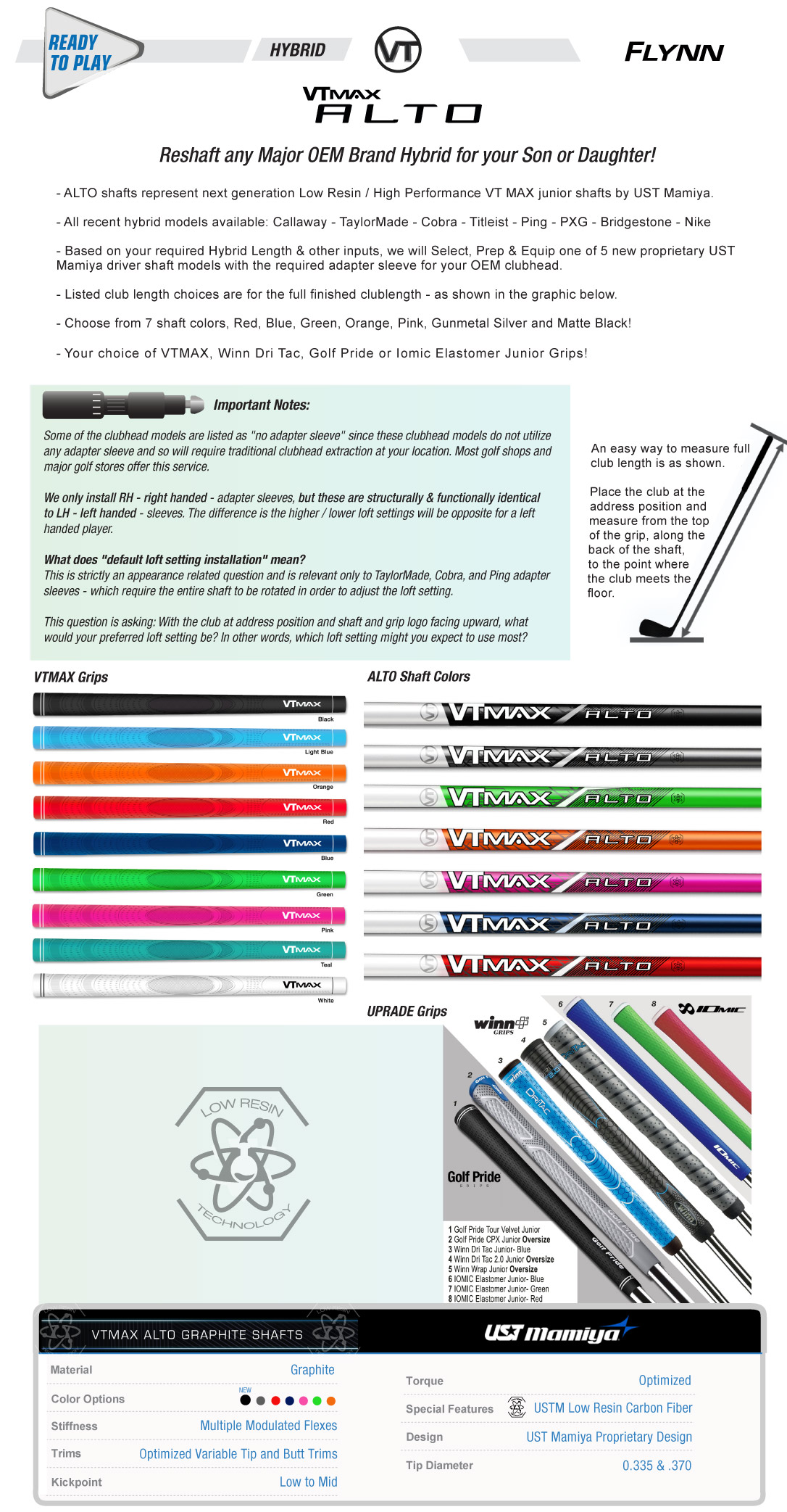 Details FLYNN GOLF VT MAX | Junior Golf Clubs Shafts Grips